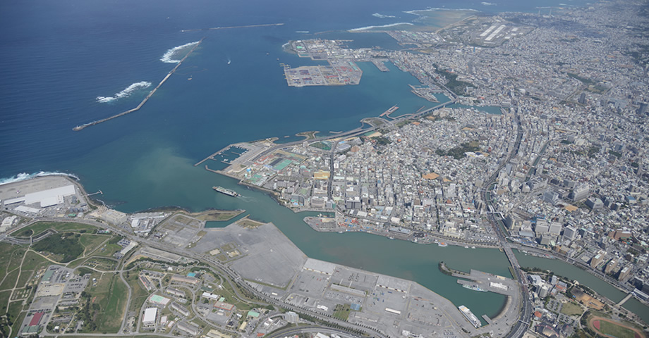 Aerial view of Naha Port (circa 2016)